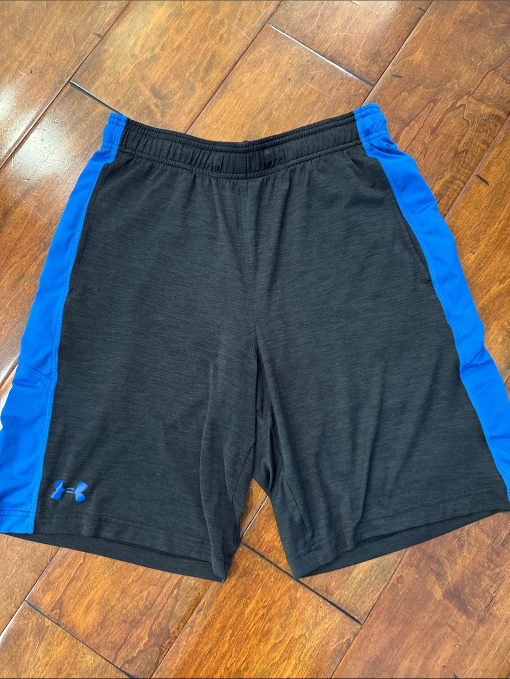 Under Armour Black Shorts with Bright Blue Side Panels